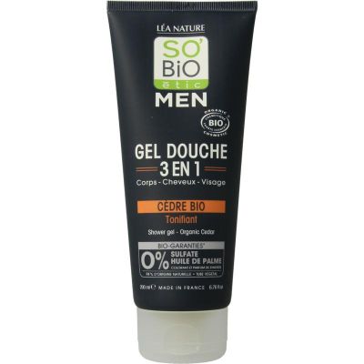 So Bio Etic Shower gel for men 3 in 1 cedar 200 Milliliter - Bad/douche