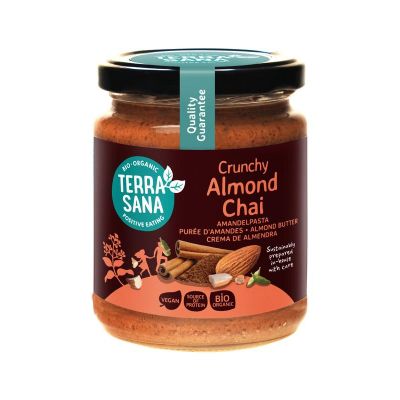 Terrasana Amandelpasta crunchy chai 250 gram - Beleg