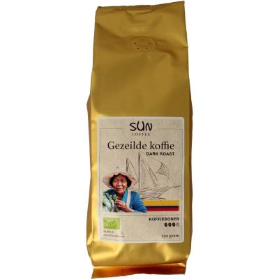 Sun Coffee Gezeilde koffiebonen dark roast bio Sun Coffee Gezeilde koffiebonen dark roast bio 250 gram - Koffie