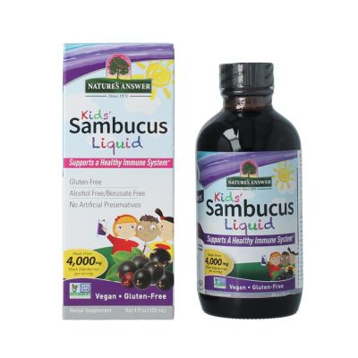 Natures Answer Sambucus kids vlierbessen extract 4000 mg 120 Milliliter - Kruiden en Fytotherapie