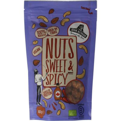 John Altman Mixed nuts sweet & spicy bio 100 gram - Overig reform/levensmiddelen