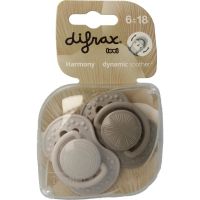 Difrax Fopspeen 6-18 maanden harmony light grey/dark grey