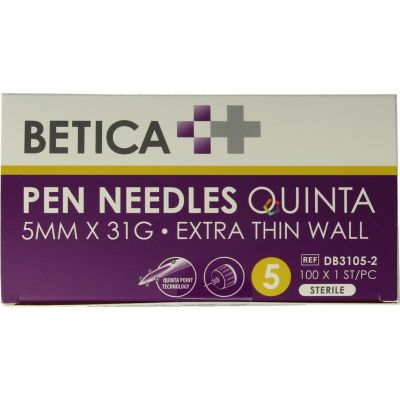 Betica Pennaalden Quinta steriel 5mmx31g 100 stuks - Overige wondverzorging