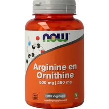 Foto van NOW Arginine & Ornithine 500/250 mg