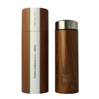 Yoko Drinkfles wood met theefilter isotherm 350ml