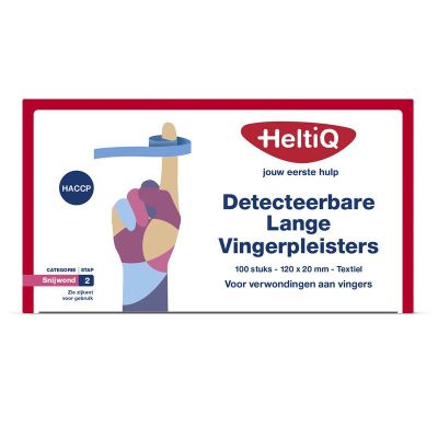 Heltiq Detect vingerpleister lang textiel 120 x 20 100 stuks - Pleisters