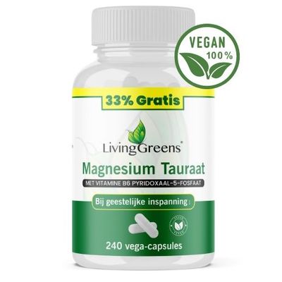 Livinggreens Magnesium tauraat 240 Vegetarische capsules - Mineralen enkel