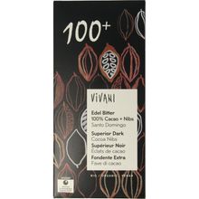 Foto van Vivani Chocolade puur superieur 100% + cacao nibs