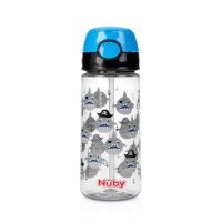 Nuby Beker zacht rietje drukknop blauw 530 ml 3 jr+