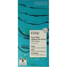 Foto van Vivani Dark 75% Panama cocoa Mallorca fleur de sel bio