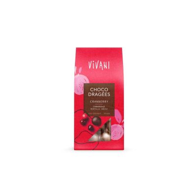 Vivani Choco dragees cranberry bio Vivani Choco dragees cranberry bio 75 gram - Snoepgoed