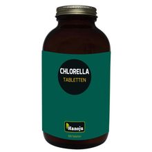 Foto van Hanoju Chlorella premium 400 mg glas flacon