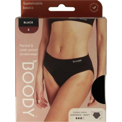 Foto van Boody Menstruatieondergoed bikinislip zwart norm/hevig S