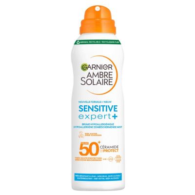 Garnier Ambre solaire sens spray dry mist SPF50+ 200 Milliliter - Zelfbruiners