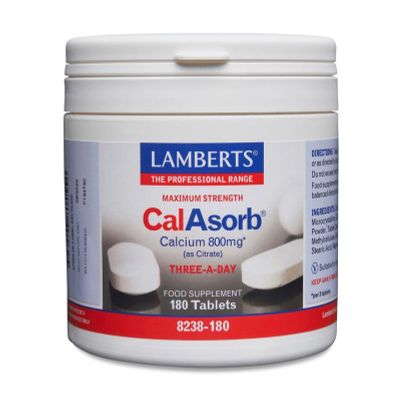 Lamberts CalAsorb (calcium citraat) & Vitamine D3 Lamberts CalAsorb (calcium citraat) & Vitamine D3 180 tabletten - Mineralen enkel