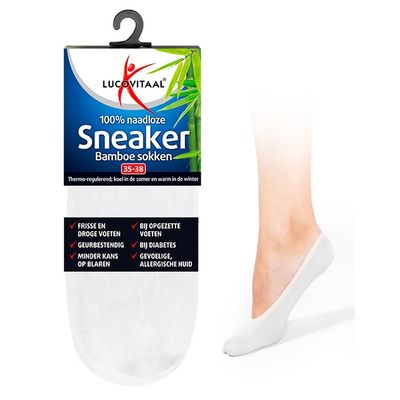 Lucovitaal Bamboe sneakersok wit 43-46 1 paar - Kleding/ondergoed