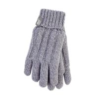 Heat Holders Ladies cable gloves S/M light grey