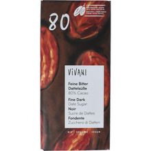 Foto van Vivani Fine dark date sugar 80% cacao bio