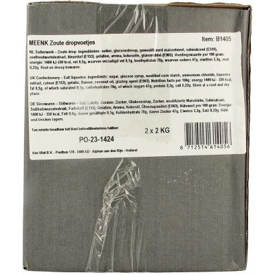 Meenk Zoute drop voetjes 4000 gram - Snoep en chocola