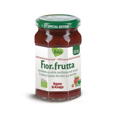 Fiordifrutta Aardbeien en wilde aardbeien met munt jam bio 250 gram - Beleg