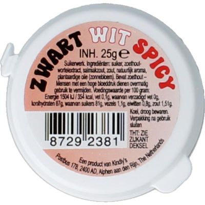 Kindly's Zwart wit spicy 25 gram - Snoepgoed