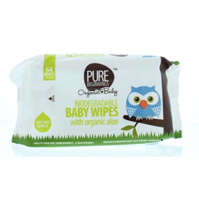 Pure Beginnings Biodegradable baby wipes aloe 64 stuks - Luiers