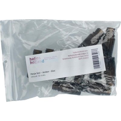 Helios Holland flesje glas 5ml amber Helios Holland flesje glas 5ml amber 10 stuks - Verpakkingsmaterialen