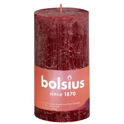 Bolsius Rustiek stompkaars shine 130/68 velvet red