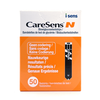 Caresens-N glucose teststrips Foto van Caresens-N glucose teststrips