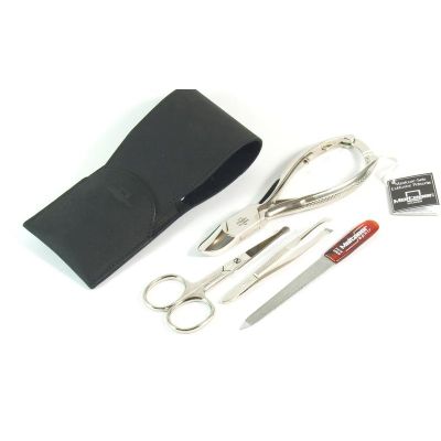 Malteser Manicure etui 4-delig leer zwart 1 stuk - Staalwaren