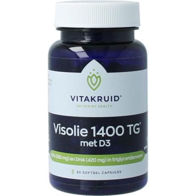 Foto van Vitakruid Visolie 1400 + D3 triglyceriden EPA 40% DHA 30%