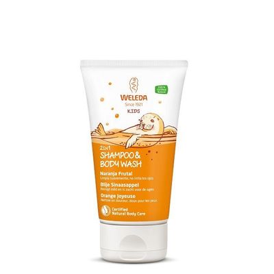 Weleda Kids 2 in 1 shampoo & body wash blije sinaasappel