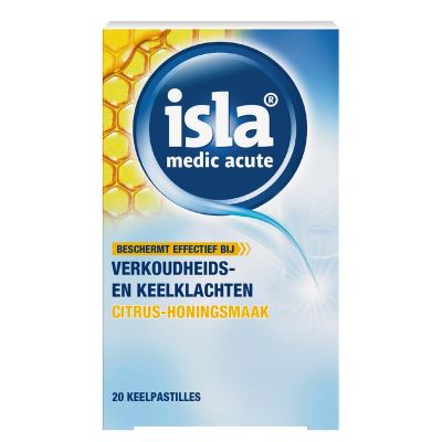 Isla Medic acute citrus honing keelpastilles 20 pastilles - Overig luchtwegen