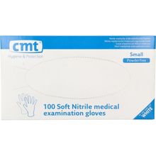 Foto van CMT Onderzoekshandschoen nitriel wit poedervrij S