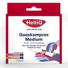 Heltiq Gaaskompres 8.5 x 5 cm zestientje Foto van Heltiq Gaaskompres 8.5 x 5 cm zestientje