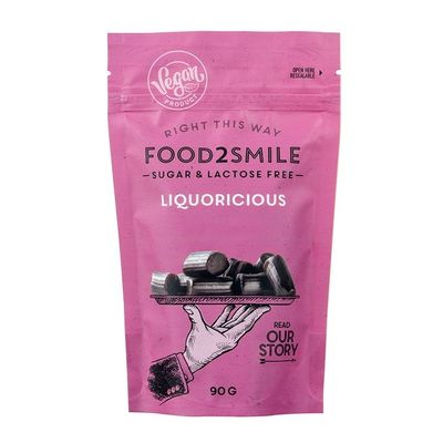 Food2Smile Liquoricious suikervrij glutenvrij lactosevrij 90 gram - Snoepgoed suikervrij