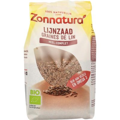 Zonnatura Lijnzaad heel bio 400 gram - Overig reform/levensmiddelen