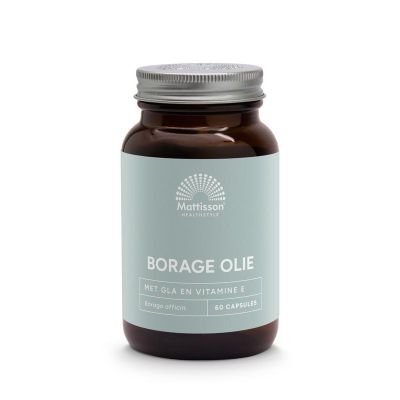 Mattisson Borage olie met vitamine E & GLA 1000mg Mattisson Borage olie met vitamine E & GLA 1000mg 60 capsules - Vetzuren