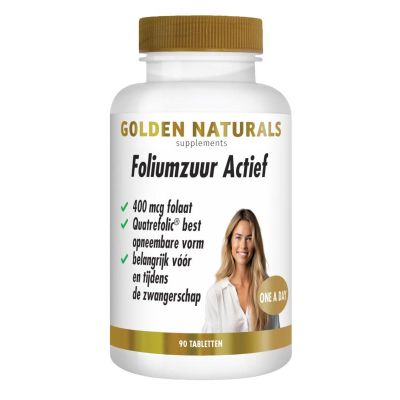 Golden Naturals Foliumzuur actief 90 vegicaps - Vitamine enkel