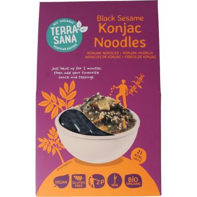 Terrasana Konjak noodles zwarte sesam bio 250 gram - Voeding