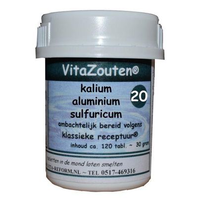 Kalium aluminium sulfuricum VitaZout Nr. 20 Kalium aluminium sulfuricum VitaZout Nr. 20 120 tabletten - Homeopathische geneesmiddelen