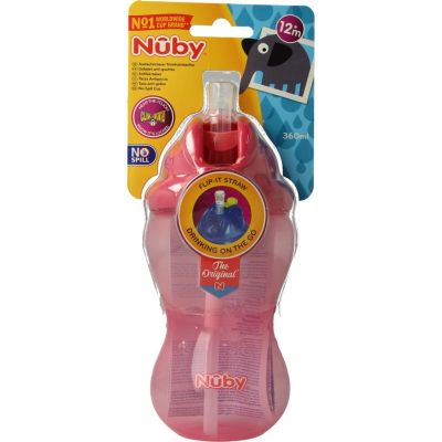 Nuby Flip it 360ml 12+ maanden roze