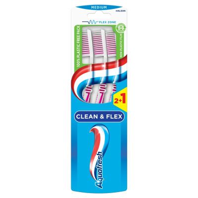 Aquafresh Tandenborstel clean & flex medium 3 stuks - Tandenborstel