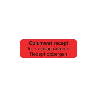 Strooketiket opiumwet recept 30 x 10 mm 1000 stuks - 