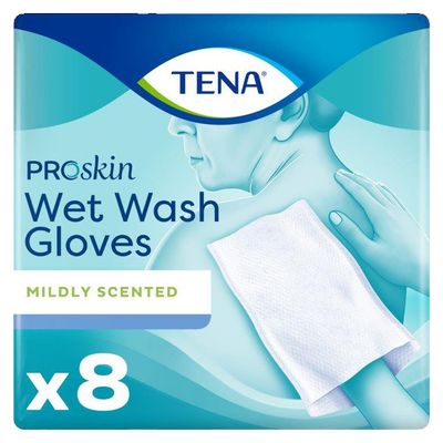 TENA Wet Wash Glove Mildly scented 8