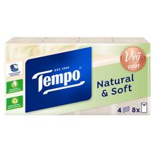 Foto van Tempo Natural & soft zakdoekjes 8 x 9 stuks