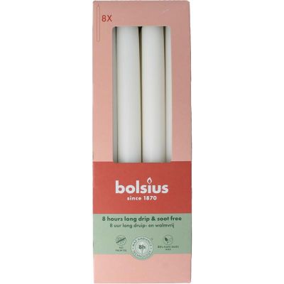 Bolsius Dinerkaarsen 230/20 cloudy white 8 stuks - Overig huishoudelijk