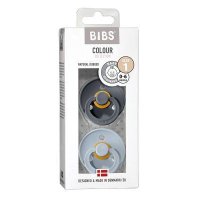 Bibs Fopspeen maat 1 - iron/baby blue 2pack Bibs Fopspeen maat 1 - iron/baby blue 2pack 2 stuks - Babyflessen en benodigdheden