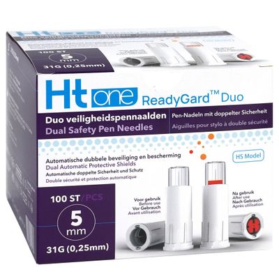 Ht One ReadyGard Duo veiligheidspennaald 31G 5mm 100 stuks - 