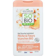 Foto van So Bio Etic Showergel peach & white flowers bio